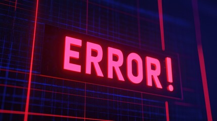 Fototapeta premium Glowing Error Message in Digital Blue and Red Background