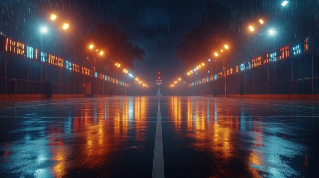Rainy night race track - Powered by Adobe