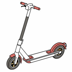 Isolated Illustrated Electric Scooter For Urban Transportation And Recreation Purposes