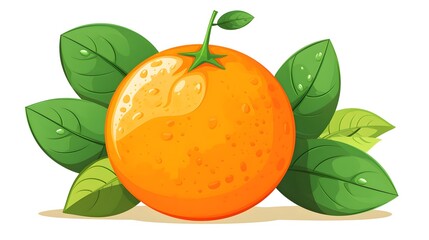Vibrant Orange Cartoon Vector with Green Leaves on Top for Design Projects