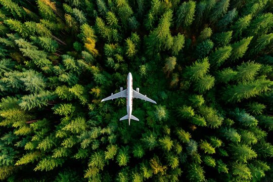 Green field with airplane showcasing sustainable aviation fuel efforts  
