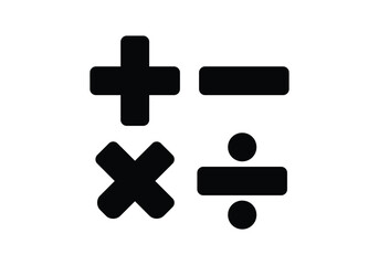 Obraz premium Math symbols set. Mathematical plus, minus, equal, multiply and divide signs on element for education, learning, calculation, accounting, financial operations concept. Isolated vector