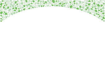 ハート柄の背景 緑系の3色 フチと単色 ハート