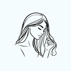 Silhouette of a woman with long hair in a stylish fashion sketch