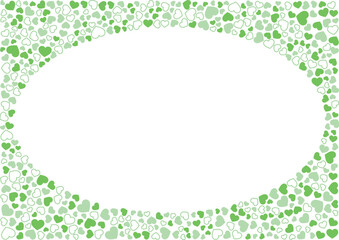 ハート柄の背景 緑系の3色 フチと単色 ハート