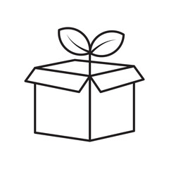 Eco packaging black and white flat vector icon and symbol design