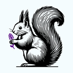 Squirrel with Nuts Tribal Tattoo Design in Black Silhouette