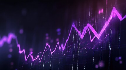 Illuminated digital line graph with glowing particles and a dark backdrop
