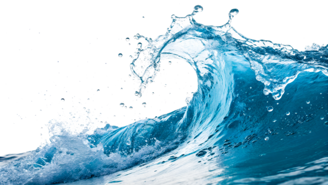 Beautiful ocean wave crashing with splashes of water droplets
