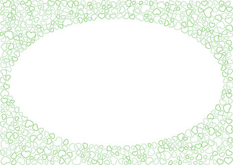 ハート柄の背景 緑系の3色 フチハート