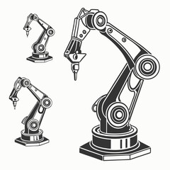 Black And White Industrial Robotic Arms In A Manufacturing Plant Setting