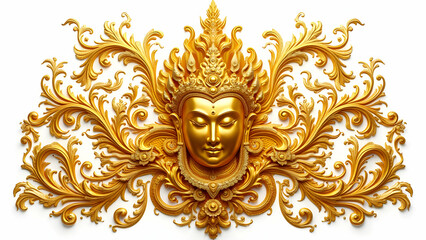 A gold statue of a person with a gold head