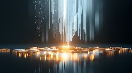 Digital currency surge virtual space graphic visualization futuristic environment close-up view tech concept