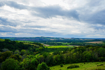 Fototapeta premium Views over green countryside and rolling hills