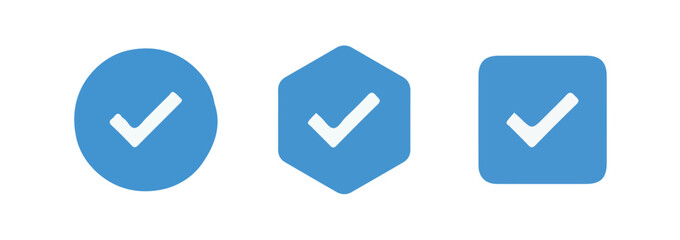 Check mark icon symbols . symbol for website computer and mobile isolated on white background. tick verified badge icon. Social media official account tick symbol.. vector illustration eps 10.