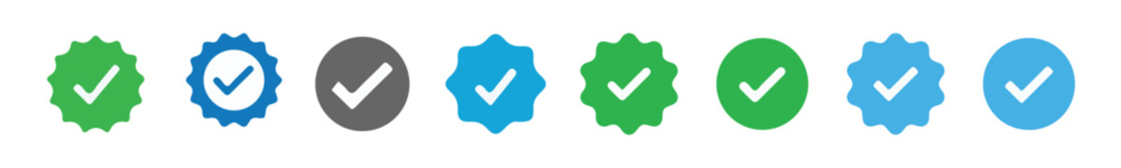 Verified badge profile set. Social media account verification icons . Guaranteed signs. vector illustration eps 10.