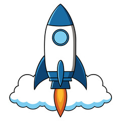 Rocket Launch Icon Illustration
