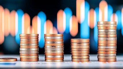 Financial growth stacked coins representing investment trends in business environment