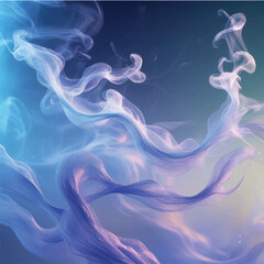 Abstract blue and colorful backgrounds display a smooth, swirling motion of smoke and light, creating a magical, soft pattern