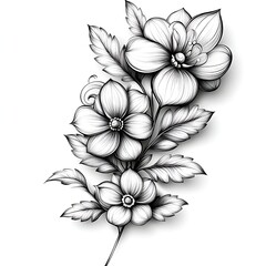 Black and white detailed floral illustration