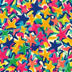 A bright and colorful pattern of abstract shapes and textures for creative design projects