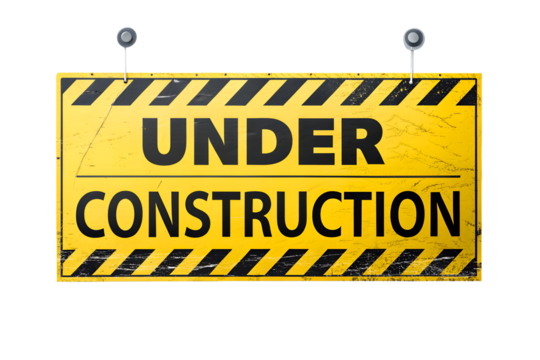Warning sign indicating construction area on a project site