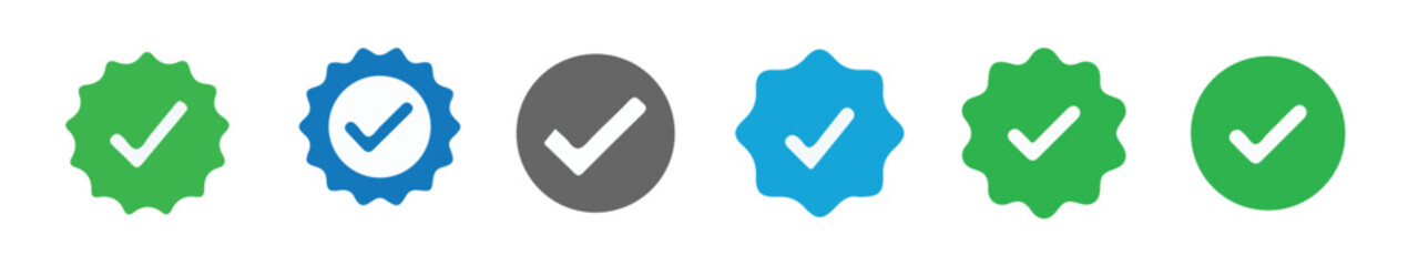 Verified badge icon tick symbol Vector blue verification badge approved check mark icon. vector illustration eps 10.