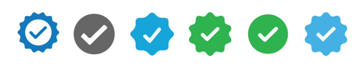 Verified badge icon tick symbol Vector blue verification badge approved check mark icon. vector illustration eps 10.
