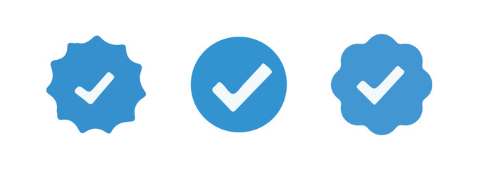 Check mark icon symbols . symbol for website computer and mobile isolated on white background. tick verified badge icon. Social media official account tick symbol.. vector illustration eps 10.