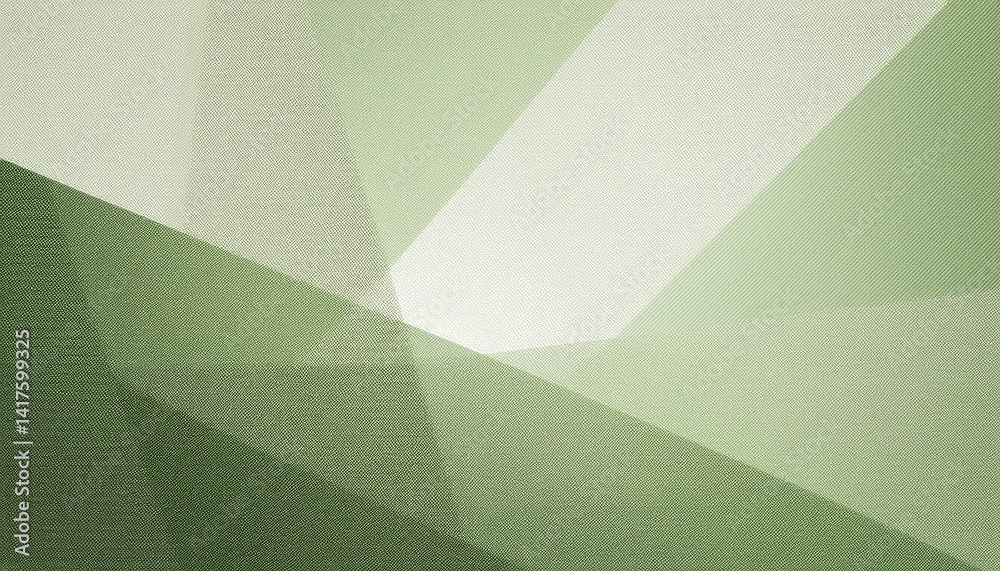 Poster minimalist green abstract geometric background with overlapping translucent triangles for eco branding, modern design, presentation, or packaging layout

