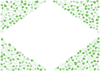 ハート柄の背景 緑系の3色 フチと単色 ハート