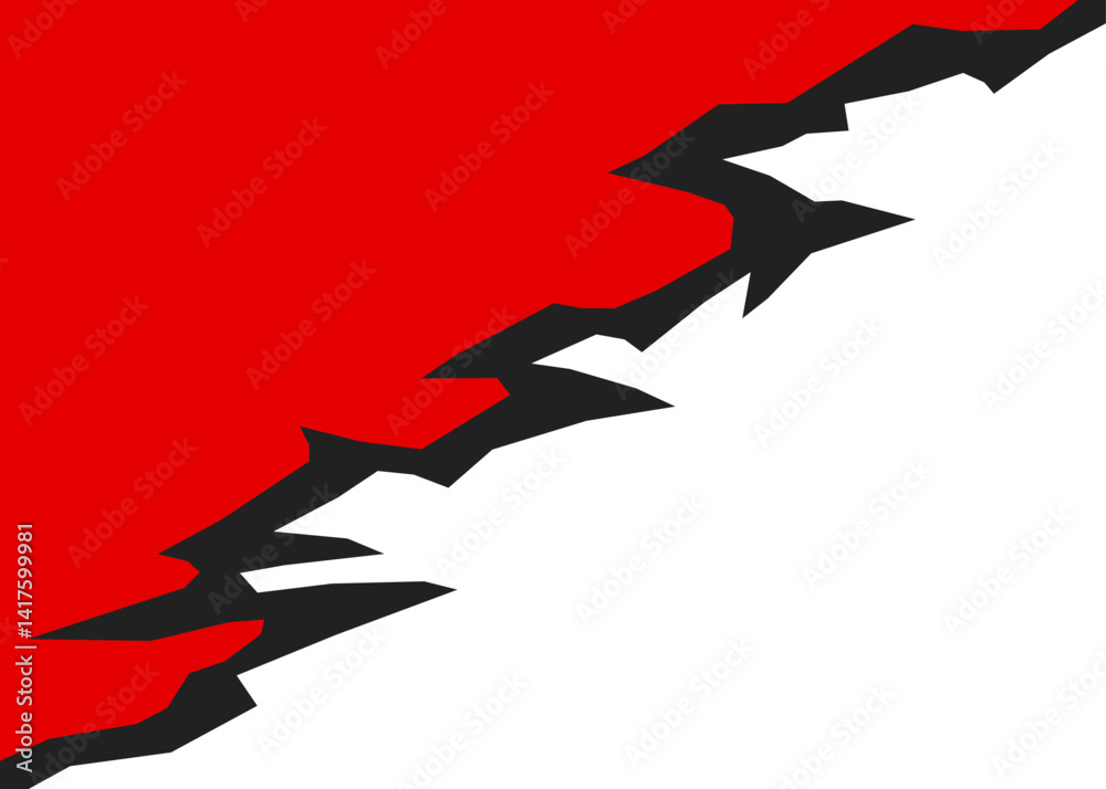 Poster two side background separated with jagged line pattern