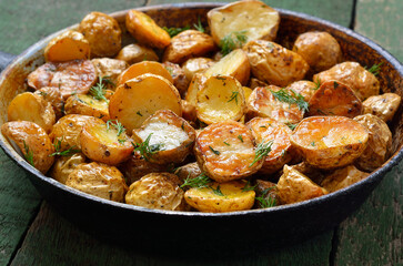 Roasted potato on plate