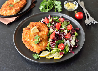 Chicken schnitzel and vegetable salad