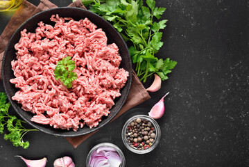 Raw minced meat on plate