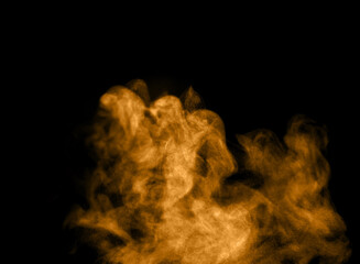 glitter gold dust sand isolated black background. storm particles of dirt flying, fine sand cloud, abstract. texture of wind, smoke powder in the desert, effect to blow a wave of brown dust to blow