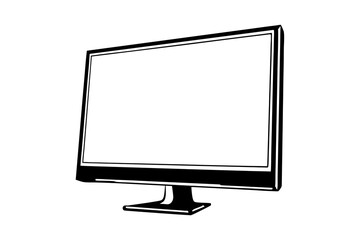 lcd monitor isolated on white, LCD tv or modren computer monitor screen on white background. Computer icon, lcd tv monitor screen icon