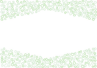 ハート柄の背景 緑系の3色 フチハート