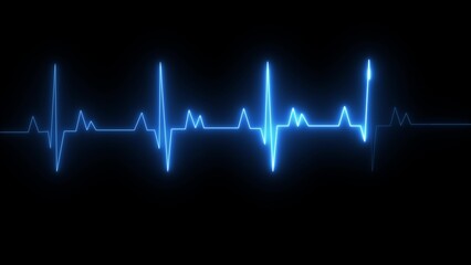 Glowing neon heartbeat rate and pulse icon