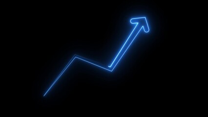 Neon business graph drawing arrow chart is getting bigger. Business growth arrows and graph charts icon	