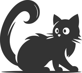 Angry vector black cat animal silhouette