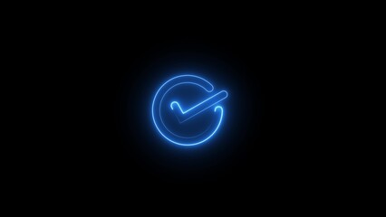 Neon Check mark icon. Approved tick mark icon 