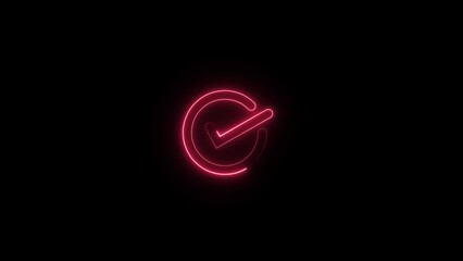 Fototapeta premium Neon Check mark icon. Approved tick mark icon 