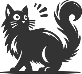 Angry vector black cat animal silhouette