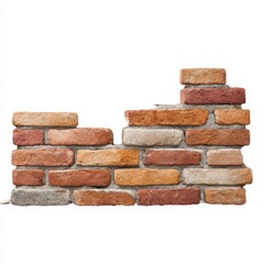 Obraz premium Brick wall section isolated on white background