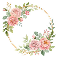 Luxury Rose and Leaf Border – Round Floral Frame for Print and Digital Use