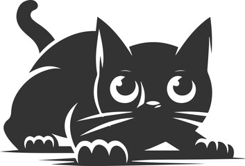 Angry vector black cat animal silhouette