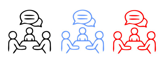 Speaking icon set. Communication icons collection. Containing discussion, speech bubble, talking, consultation and conversation icon vector illustration.