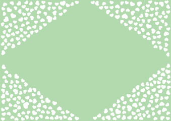 ハート柄の背景 緑系の単色 白抜き ハート