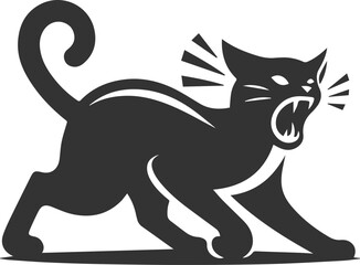 Angry vector black cat animal silhouette